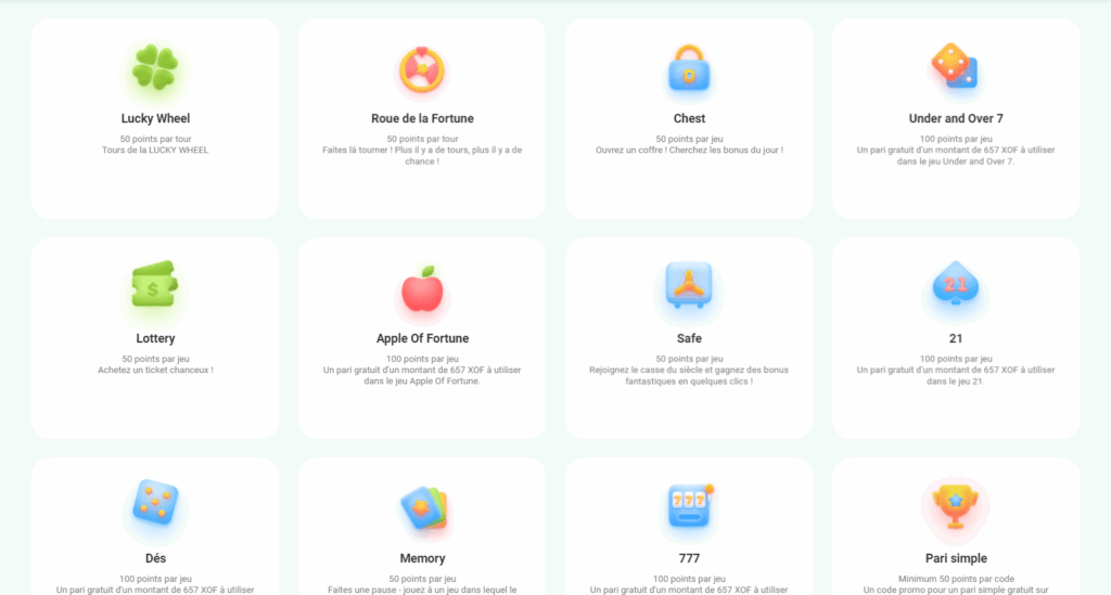 Catégories de cadeaux dans la boutique de code bonus Betwinner 