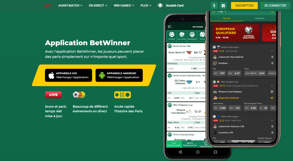 Interaction avec le bookmaker via Betwinner download application 